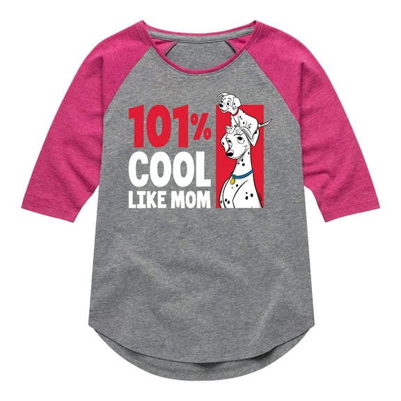 Disney - 101 Dalmatians - 101 Percent Cool Like Mom - Toddler And Youth Girls Raglan Graphic T-Shirt
