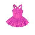 thumbnail image 6 of CHICTRY Girls Shiny Sequins Tutu Ballet Dress Sleeveless Wide Shoulder Straps Jazz Latin Gymnastics Leotard A Hot Pink 8, 6 of 7