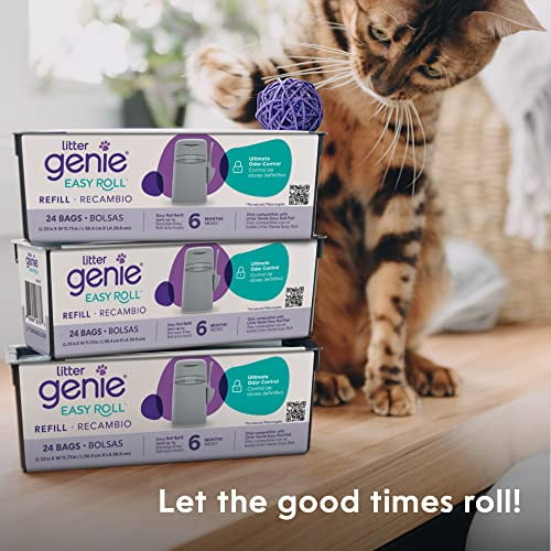 Litter Genie Easy Roll Continuous Refill Bags 1 Pack Multi Layers of Odor Barrier Technology Includes 24 Bags
