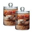 thumbnail image 2 of 4 Pack Alpaca in Flowers Sea Qtip Holder Dispenser Clear Plastic Storage Apothecary Jars for Cotton Swabs Balls Pads Floss, 2 of 7