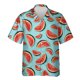 thumbnail image 3 of Camisa hawaiana con estampado de sandía para hombre, blusas con estampado 3D de frutas tropicales, blusas casuales de verano con botones, camisas Aloha de manga corta, 3 of 5