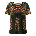 thumbnail image 4 of Birdeem Blouses pour Femmes Style Ethnique Rétro Imprimé Manches Courtes Col Rond, 4 of 12