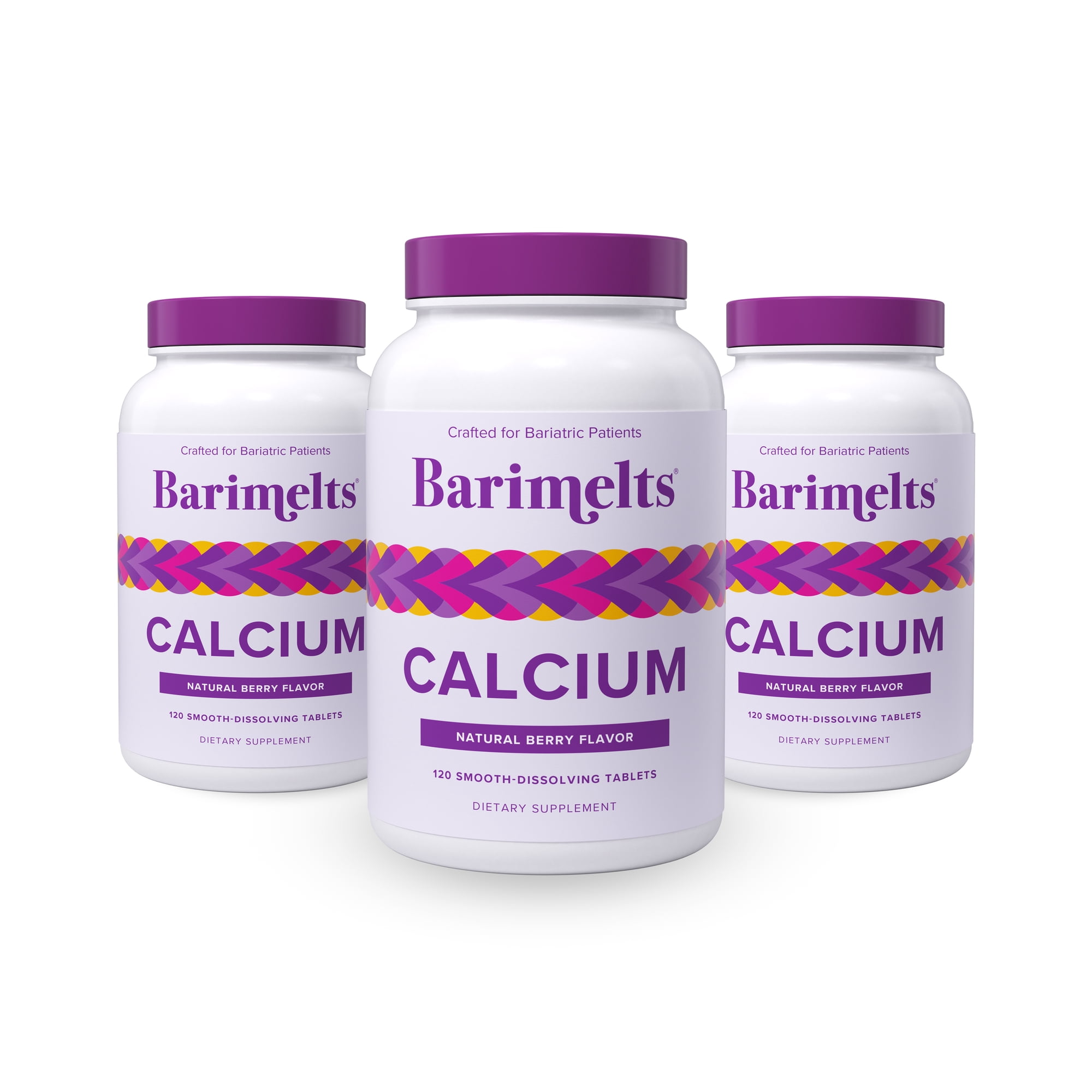 (3 pack) Barimelts Bariatric Calcium Citrate with Vitamin D3 & Magnesium, Fast-Melting, Berry Flavor, 120 Ct