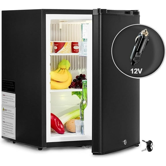 SMAD Mini RV Fridge 12V 110V Refrigerator Semi Truck Freightliner Cascadia 1.6 Cu.ft Black