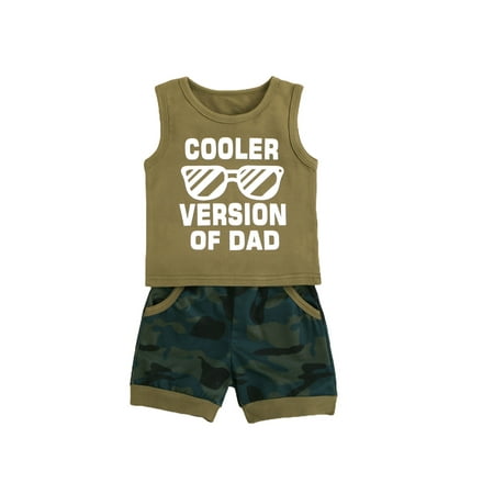 

ZIYIXIN 2Pcs Baby Boy Summer Outfits Letter Print Tank Tops + Camo Shorts