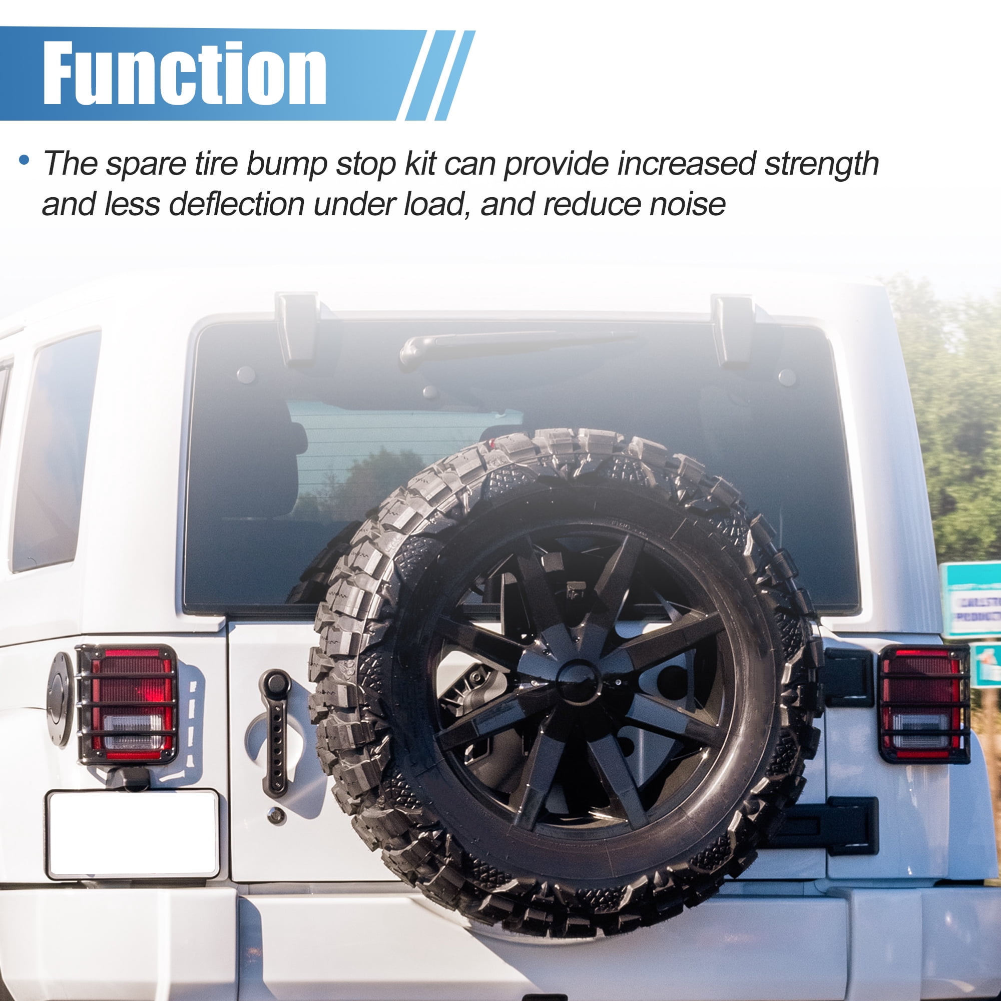 Unique Bargains 2PCS Tailgate Spare Tire Bumper Stop for Car Accessories Black Fit for Jeep JK Wrangler 2007-2017