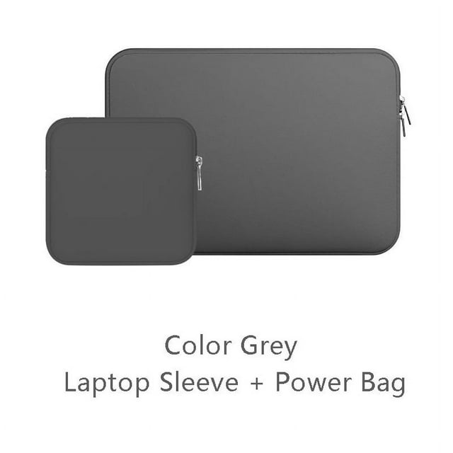 Laptop Sleeve Bag +Square Power Supply Bag Sets ,Protective Soft Case Padded Zipper Cover Carrying Computer Bag Compatible with Apple /Huawei /Matebook