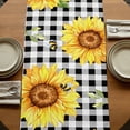 thumbnail image 5 of Sunflowers 36 Inch Table Runner, Black White Check Sunshine Buffalo Bee Farmhouse Dresser Scarf Cotton & Linen Tablerunner for Dining/Kitchen Island/Holiday Party Décor Small 13" x 36", 5 of 9