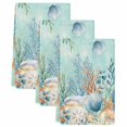 thumbnail image 2 of Teal Coastal Kitchen Towels Set of 3, Summer Beach Starfish Shell Coral Nautical Absorbent Dish Towels for Kitchen, Microfiber Hand Towel, Quick Drying Tea Towel for Cleaning Decorative Dishcloths, 2 of 7