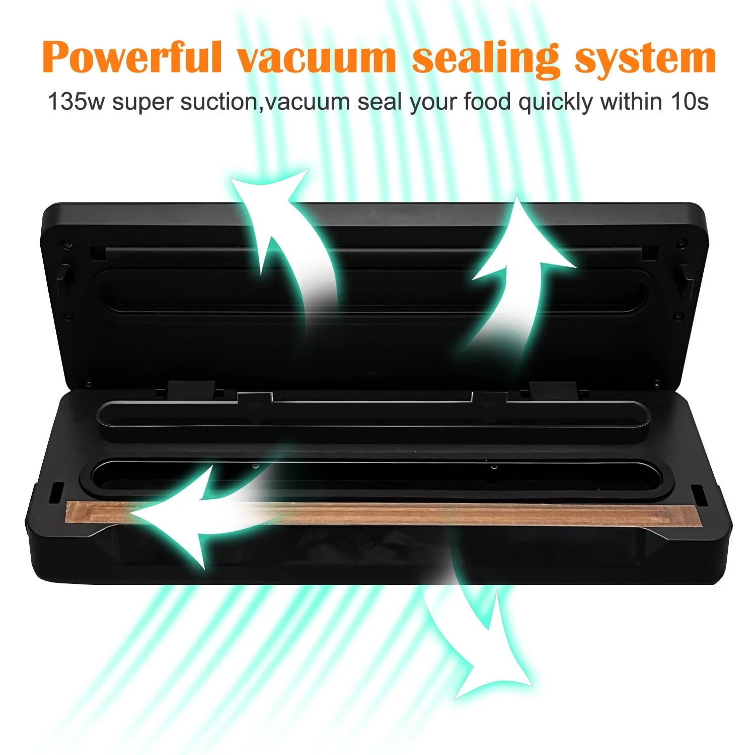 TEAFIRST Food Saver Vacuum Sealer, Vacuum Sealer Machine, Dry & Moist Food Preservation, Black