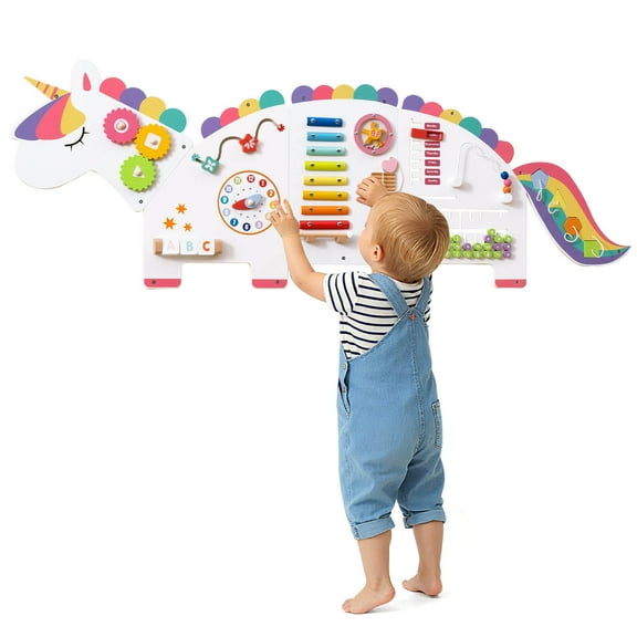 Infans 11-in-1 Unicorn Activity Wall Busy Board Panels for Education Early Development