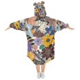 thumbnail image 2 of FORMRS Wearable Blanket Hoodie with Sleeves for Kids Cozy Flannel Sweatshirt, Colorful Flowers, 2 of 7