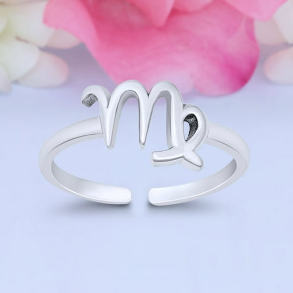 7mm - Virgo Zodiac Sign Toe Band Ring 925 Sterling Silver Thin Adjustable Stylish Rings for Women