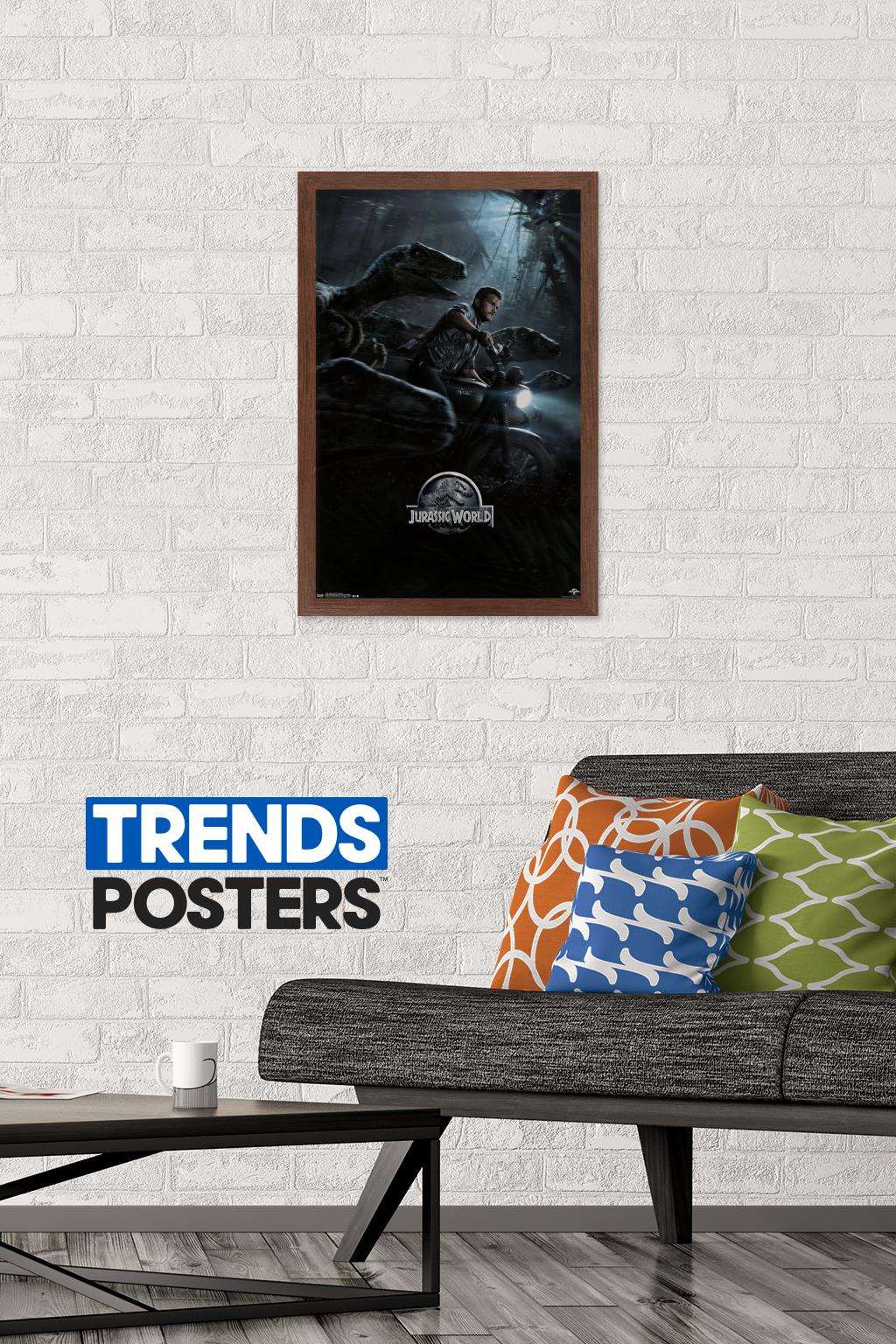 Jurassic World - One Sheet Wall Poster, 14.725" x 22.375", Framed
