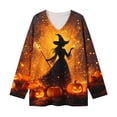 thumbnail image 6 of Uootdi Halloween Sweatshirts for Women V Neck Witch Pumpkin Graphic Womens Sweatshirt Oversized Fit Costume Night Soft Womens Tops Gift, 6 of 7