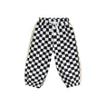 thumbnail image 1 of Toddler Kid Girls Casual Trousers, Drawstring Elastic Waist Checkerboard Plaid Pattern Loose Harem Long Pants, 1 of 8
