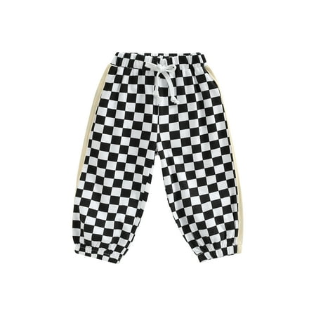 

ZIYIXIN Toddler Baby Boys Girls Checkerboard Plaid Print Cotton Jogger Pants Kids Casual Athletic Sweatpants Black 12-18 Months