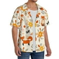thumbnail image 4 of Balery Flower Fox Men's Casual Button Down Shirt Short Sleeve Textured Summer Cuban Beach Shirts-Small, 4 of 7