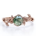 thumbnail image 1 of JeenMata Anillo de Compromiso con Solitario de Ágata Musgosa Verde Natural de 0,50 Quilates Inspirado en la Naturaleza Anillo de Bosque: Oro Rosa de 18 K sobre Plata, 1 of 6