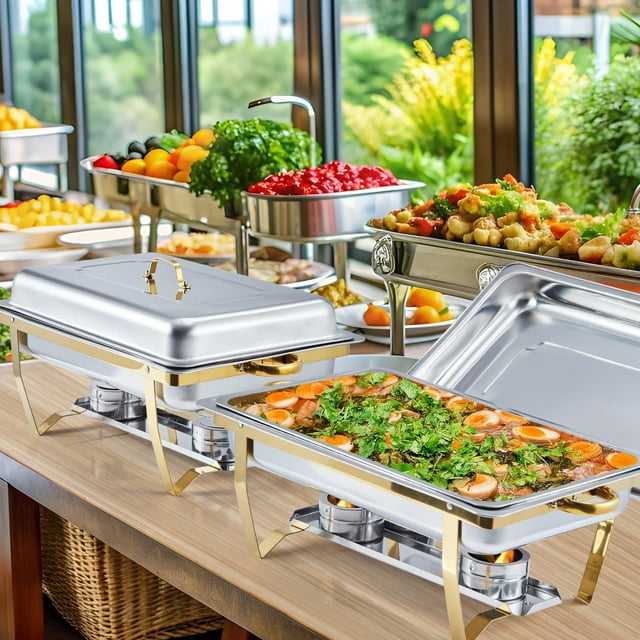 GloryStar Stainless Steel Hot Pot Buffet Server with Lid, Thickened Square Induction Cooker Pot, Food Heater for Home or Buffet Use