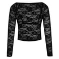 thumbnail image 5 of Lovskoo Women Long Sleeve Mesh Crop Top Off Shoulder Lace T Shirt See Through Slim Fit Sheer Tee Shirts Streetwear Black S, 5 of 9