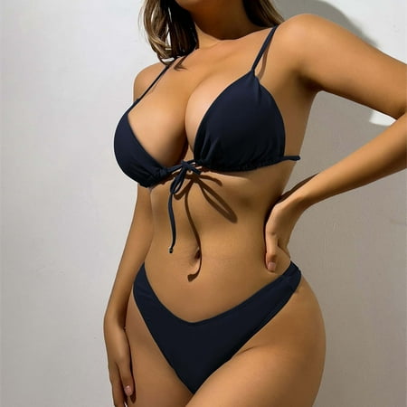 Summer Savings  Women s Solid Color Swimsuit  Strapped Two-piece  High Elasticity  Quick Dry  Fashion Beachwear  For Women  Swimwear Set  Bikini  Beach Party  Swimsuit for Women One Piece | Black M