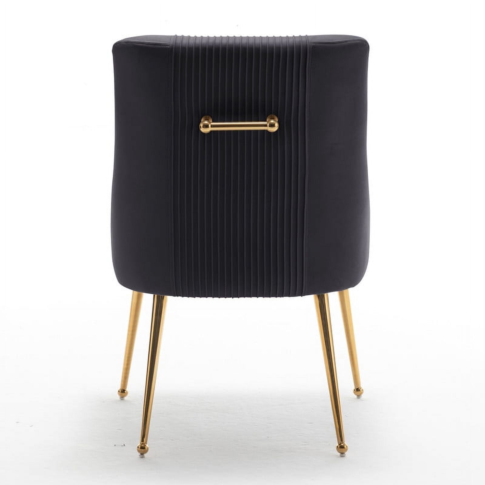 SEYNAR Modern Velvet Dining Chairs Pleated Vanity Chair Set of 4 with Glod Legs for Living Room,Black