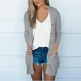 thumbnail image 6 of Babcutegg Cardigan for Women with Button Open Front 3/4 Sleeve Tops for Women Gray, 6 of 8