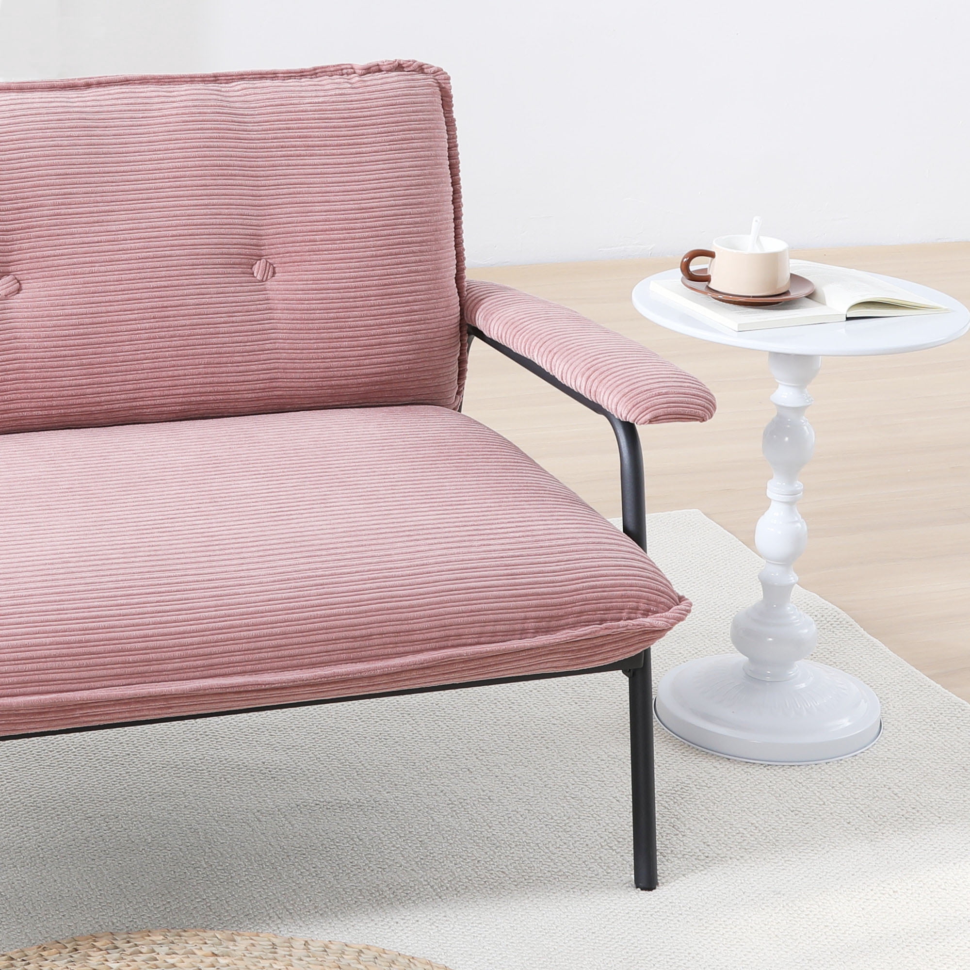 HOQBN 53" Loveseat Sofa,Modern 2 Seater Couch with Button Tufted Backrest & Metal Frame for Small Apartments,Office,Pink