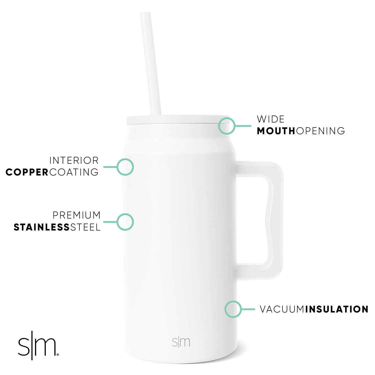 Simple Modern 50 fl oz Insulated Stainless Steel Trek Tumbler with Straw Lid | Winter White