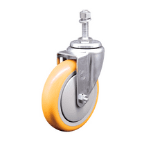 5 Inch Yellow Polyurethane Wheel Swivel 3/8 Inch Threaded Stem Caster SCC