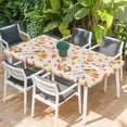 thumbnail image 2 of Orange Leaves Fall Table Cloths for 5 Foot Rectangle Tables, Branches Birds Pine Cones Rustic Patio Waterproof Elastic Fitted Tablecloths, Washable Rectangular Table Cover for Camping, 2 of 8