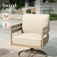 thumbnail image 6 of Summit Living 5-Piece Metal Outdoor Patio Furniture Set with Swivel Chairs, Wood-Grain Outdoor Patio Conversation Set for 5 People, Modern Curved Back Sofa Set, 6 of 11