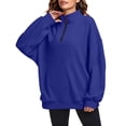 thumbnail image 5 of Rrxhxhs Sweatshirt for Women Solid Color Quarter Zip Mock Neck Long Sleeve Loose Casual Pullover Top, 5 of 6