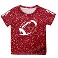thumbnail image 4 of Ulitacool Fall Tops For Girls Glitter Graphic T Shirt Short Sleeve Tee Stylish Everyday Wear Youth Apparel Round Neck Tops Festival Tee Classic Durable Basic Wear Red 3-4 Years, 4 of 4