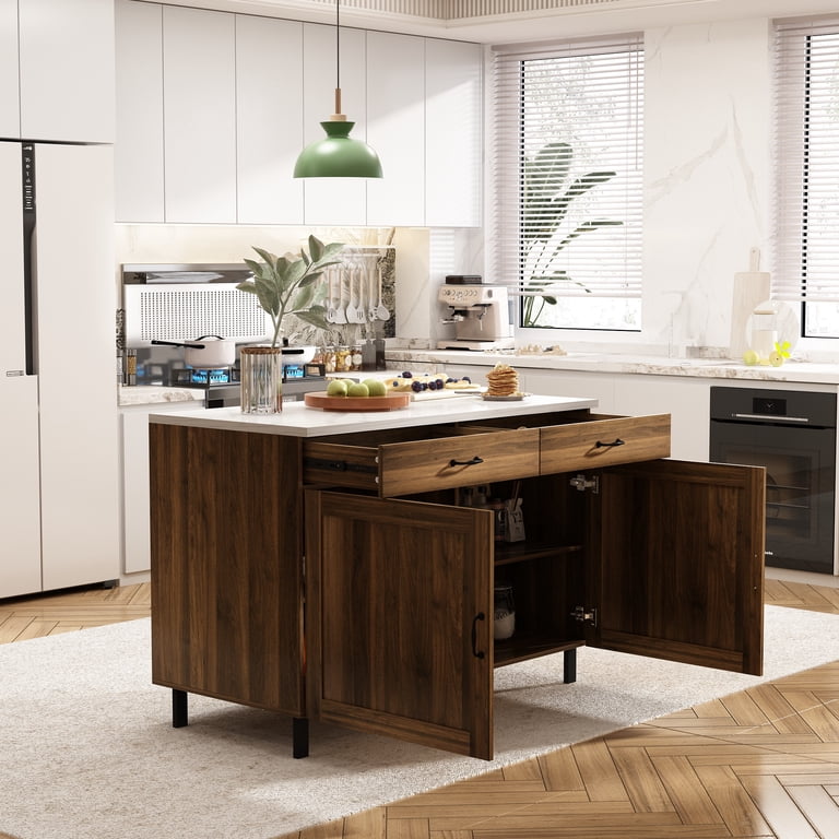Dark Brown and White Kitchen Island |...