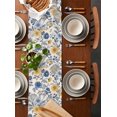 thumbnail image 2 of Ldtrchee Yellow Blue Flower Table Runner 90 Inches, Vintage Botanical Tree Leaf Branch Bed Runner Dresser Scarves Tabletop for Indoor Outdoor Parties/Ceremony/Banquet, 13" x 90", 2 of 8