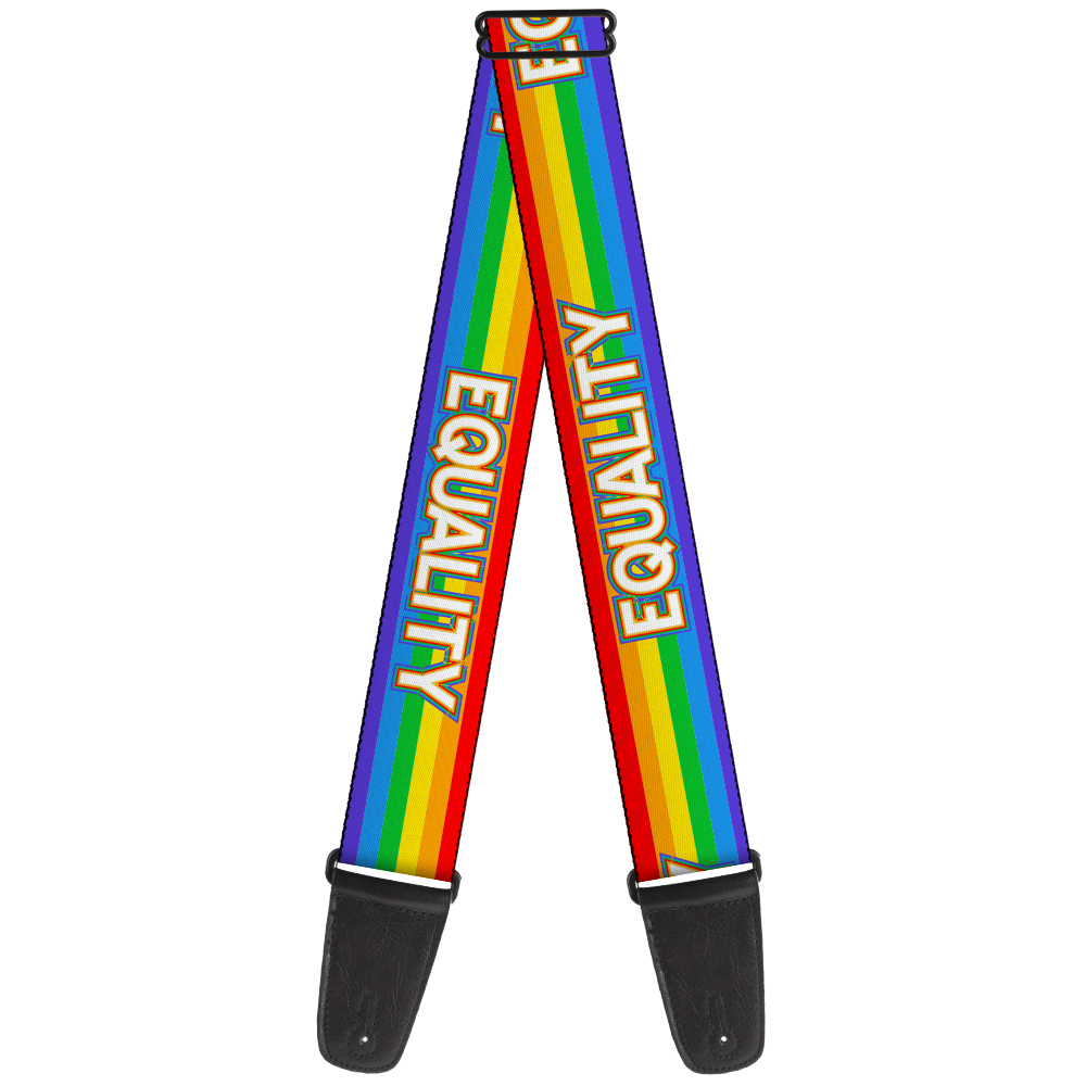 Buckle-Down Guitar Strap, Equality Stripe Rainbow White, 2 Inches Wide