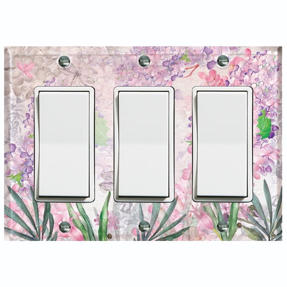 Metal Light Switch Plate Cover Mystical Floral Butterfly Garden Sketch FLW120