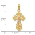 thumbnail image 3 of Auriga 14K Two-tone Gold Crucifix Cross W/ Scallop Trim Charm for Women (Length - 25.5mm, Width - 13mm), 3 of 6