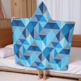 thumbnail image 5 of Blue Geometric Pattern Hooded Bath Towel，60"x35" for Ages 3 To 12 Kids, Quick Dry Lightweight Soft Microfiber Hood Beach Towel Cover Up for Kids, 5 of 7