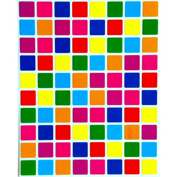 Square Color Coding Labels 1/2 inch by 1/2 inch-Assorted colors Stickers 8 Colors-Multi Pack-Classic colors semi gloss 1200 pack