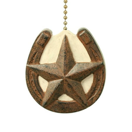 Horseshoe With Barn Star Primitive Design Ceiling Fan Pull Or