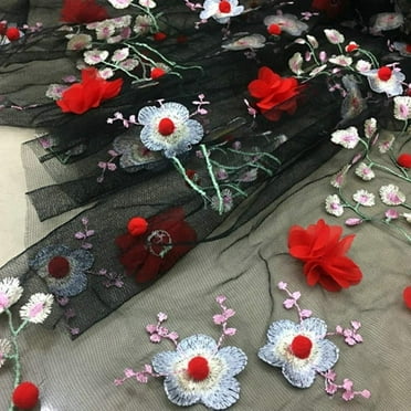 HAORUN Embroidery Floral Lace Fabric Black Mesh Wedding Dress Cloth 47 ...