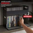 thumbnail image 3 of Stock Your Home 2- Pack CD Storage Box, Organizer Shelf for Movie Cases, DVDs, Cassette Tape Display Stand, Disc Holder Can Store Up to 40 CDs, Faux Leather (Black with Gray Interior), 3 of 7