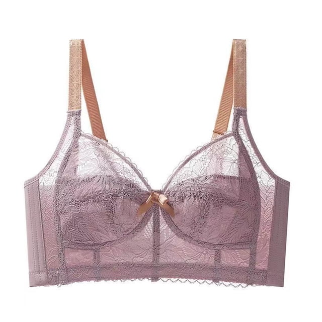 Cathalem Full-Coverage Underwire Bra Bombshell Push Up Bra Adds 2 Cups Shine Strap,Purple 42/95