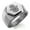 Silver, variant on Stainless Steel Filigree Hamsa Hand of Fatima Engraved Hexagon Crest Flat Top Biker Style Polished Ring