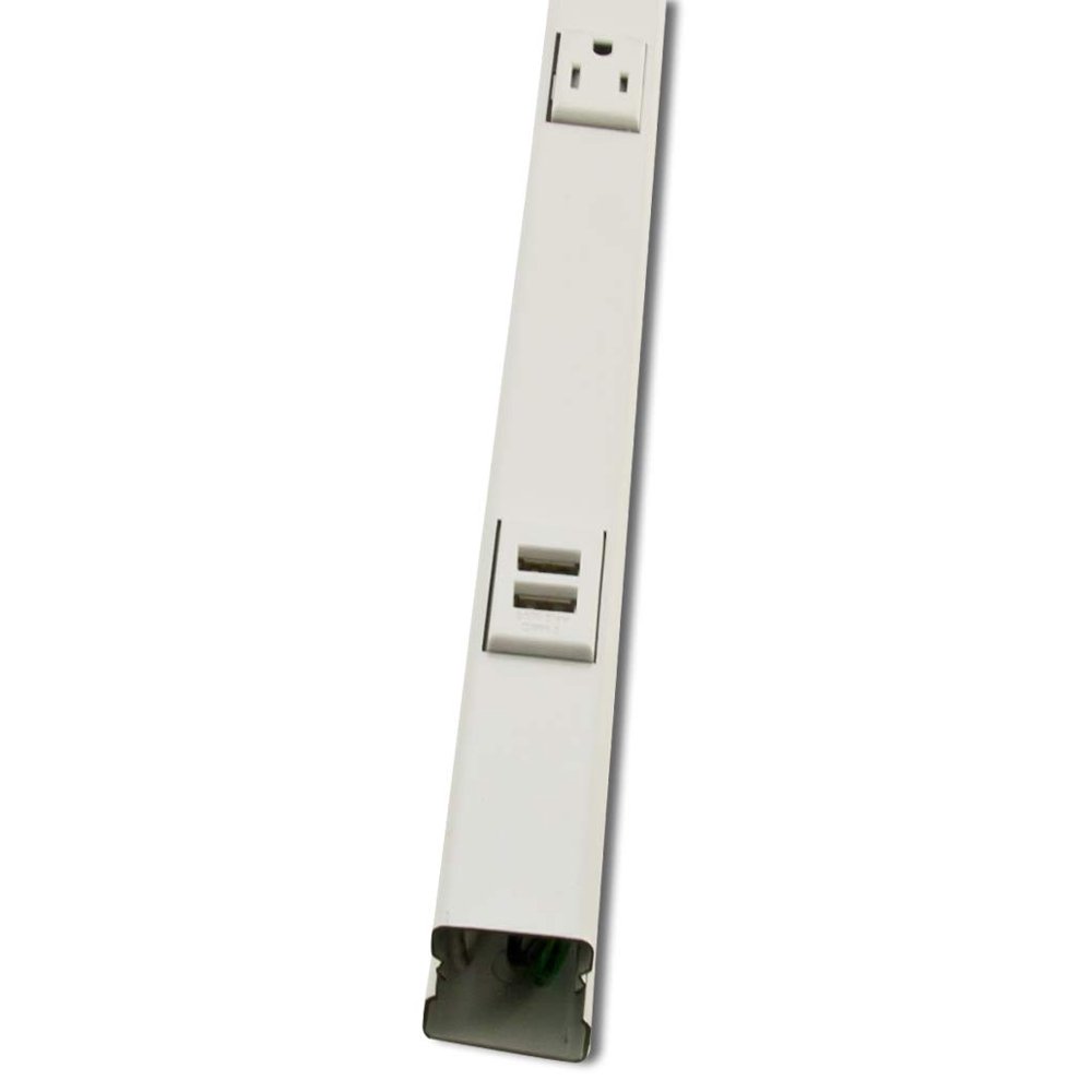 Wiremold WH20GB606TRUSB Steel, Prewired Plugmold, 6' L, White, (6