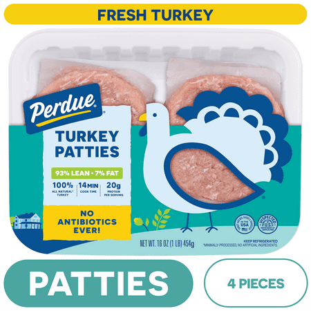 Perdue, No Antibiotics Ever, Fresh Ground Turkey Patties, 1 lb Tray