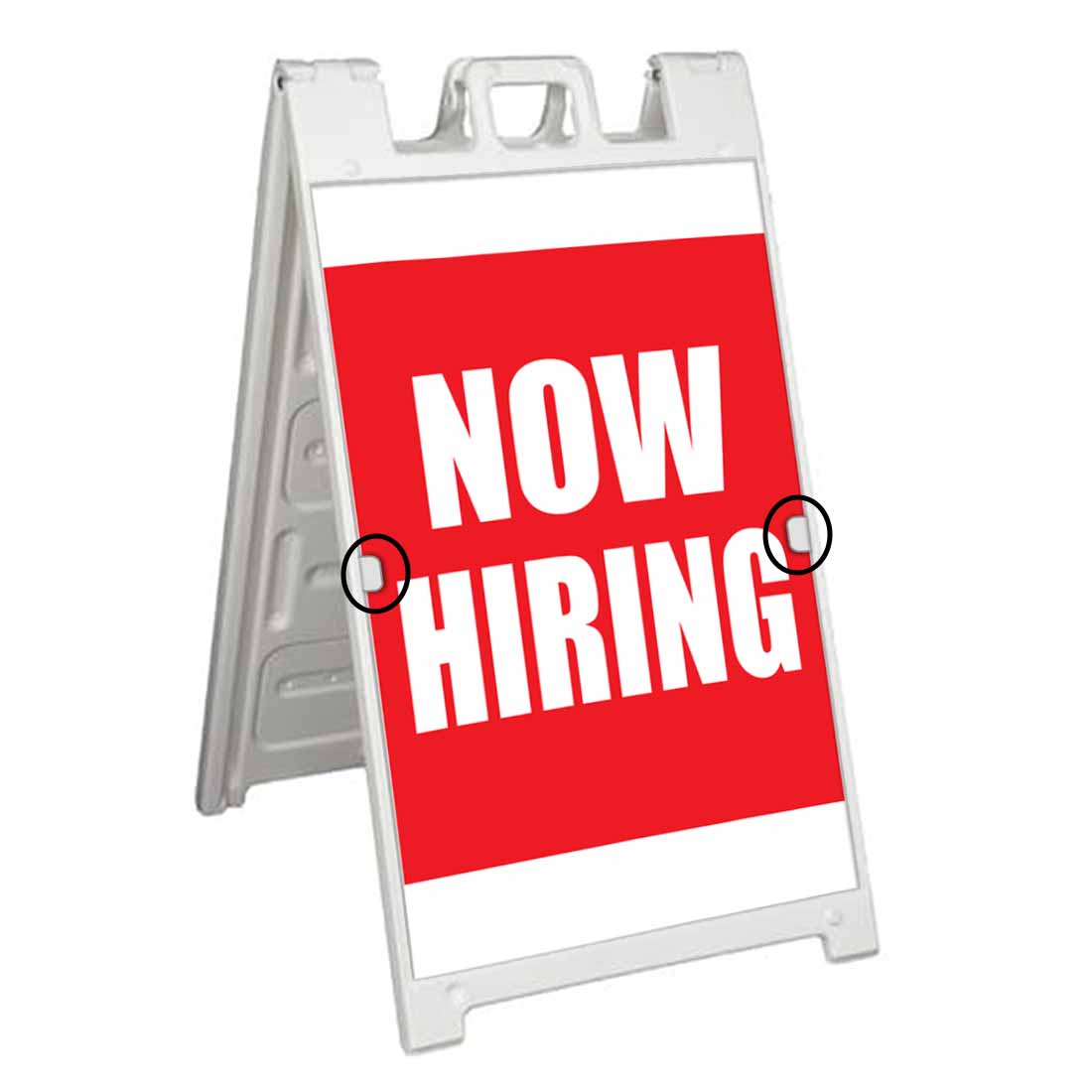 Now Hiring (24" X 36") Deluxe AFrame Signicade, Includes 2 Removable